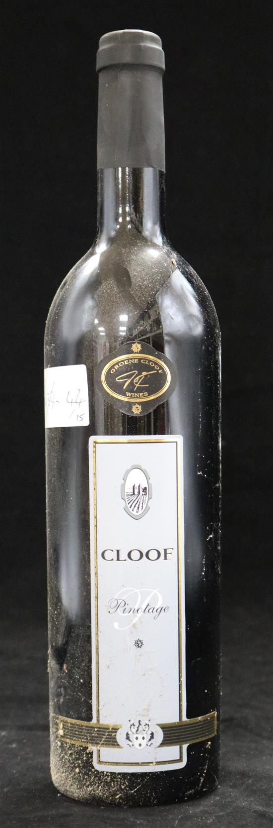 Fifteen bottles of Cloof Pinotage, 2000.